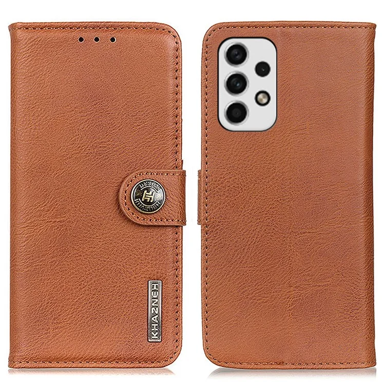 KHAZNEH Textured PU Leather Phone Case per Samsung Galaxy A23 4G / 5G, Portafoglio con Supporto + Custodia Interna in TPU Accessori per Telefono - Marrone