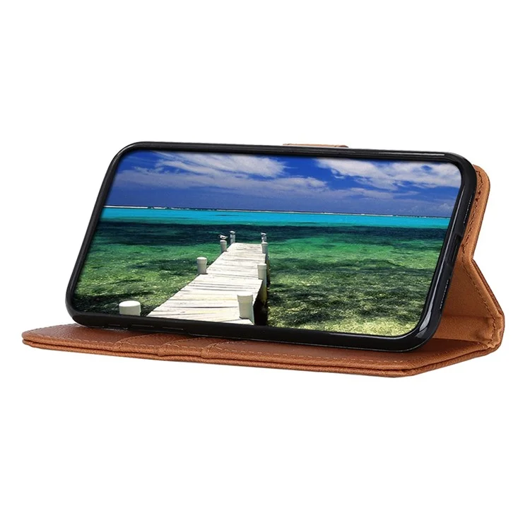 KHAZNEH Textured PU Leather Phone Case per Samsung Galaxy A23 4G / 5G, Portafoglio con Supporto + Custodia Interna in TPU Accessori per Telefono - Marrone