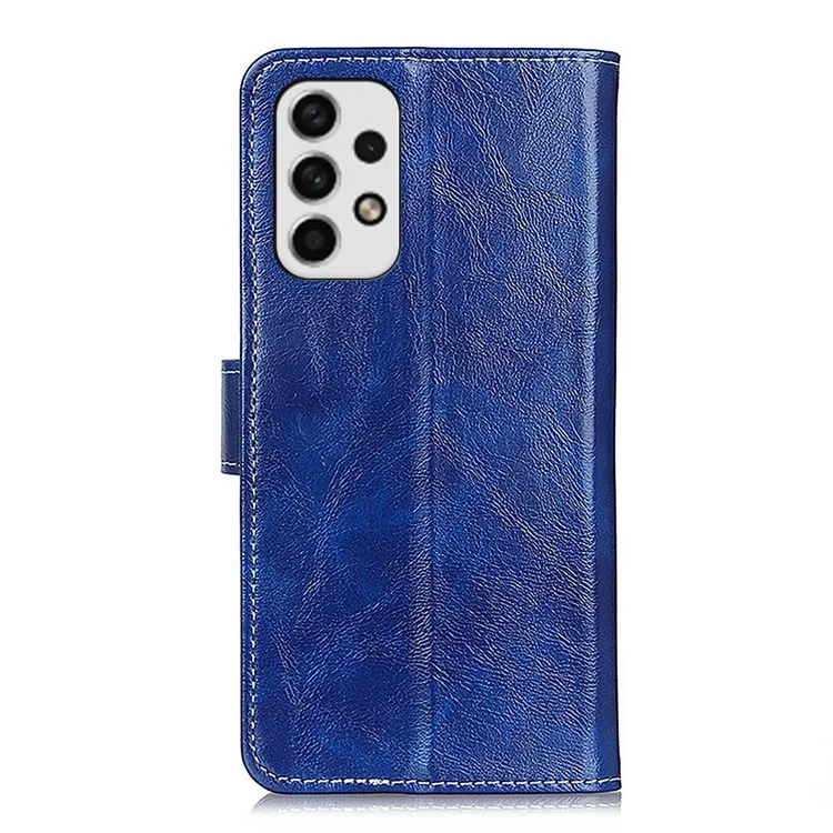 Retro Style Crazy Horse Texture Leather Case per Samsung Galaxy A23 4G / 5G (Versione Globale), Folio Flip Wallet Stand Design Custodia Telefonica Accessorio - Blu