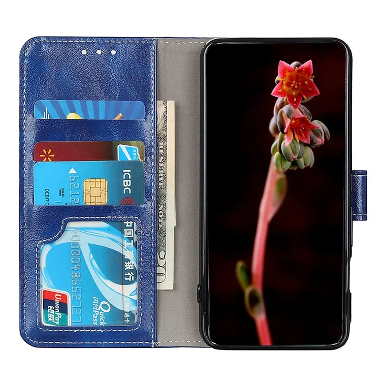 Retro Style Crazy Horse Texture Leather Case per Samsung Galaxy A23 4G / 5G (Versione Globale), Folio Flip Wallet Stand Design Custodia Telefonica Accessorio - Blu