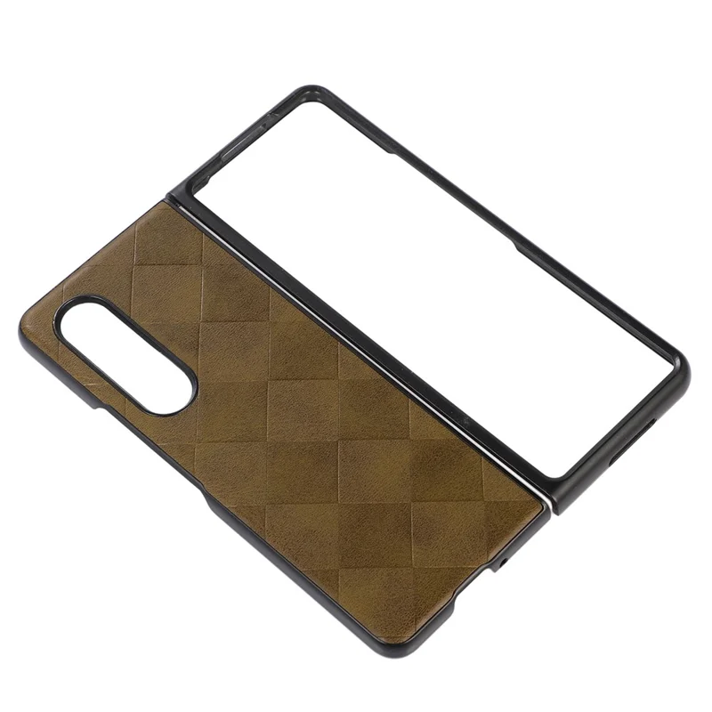 Gitter-Textur-Handyhülle für Samsung Galaxy Z Fold3 5G, PU-Leder beschichtete PC + TPU Hybrid-Cover-Schale - Grün
