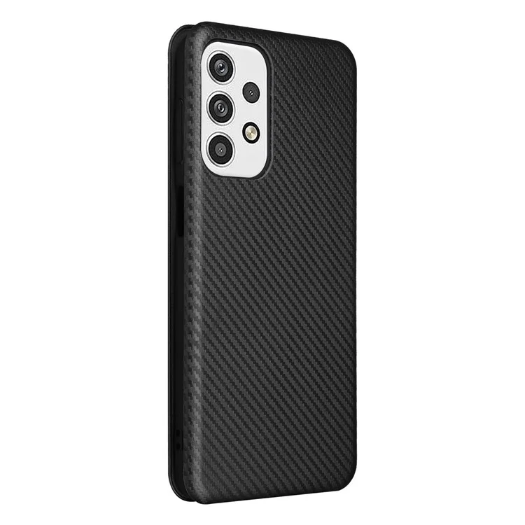 Für Samsung Galaxy A23 4G / 5G (globale Version) Carbon Fiber-Textur PU-Leder Flip-Tasche Kartenfach Magnetischer Absorption Komplett-Abdeckung - Schwarz