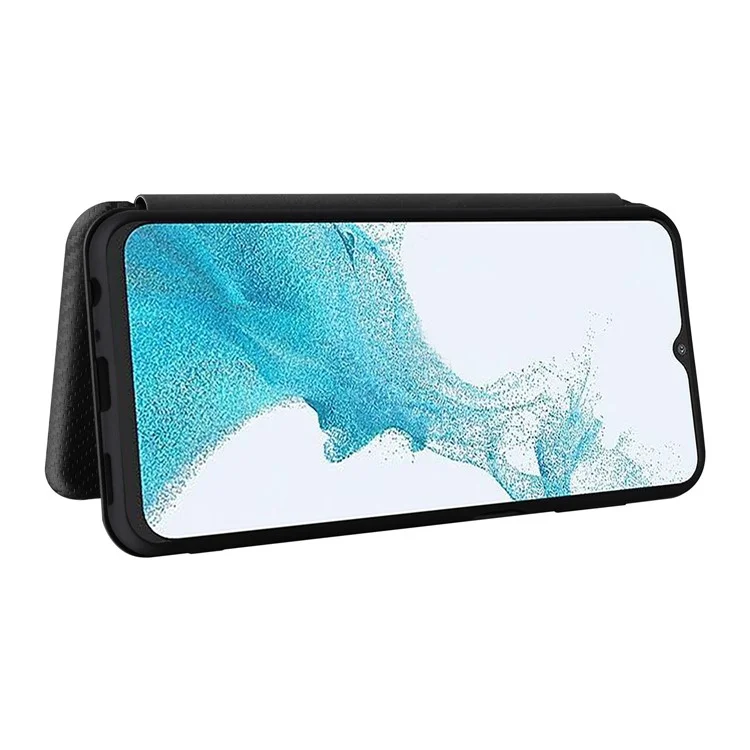 Für Samsung Galaxy A23 4G / 5G (globale Version) Carbon Fiber-Textur PU-Leder Flip-Tasche Kartenfach Magnetischer Absorption Komplett-Abdeckung - Schwarz