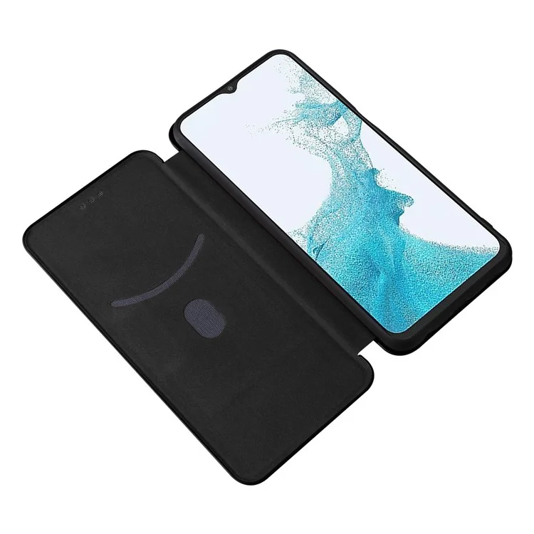 Für Samsung Galaxy A23 4G / 5G (globale Version) Carbon Fiber-Textur PU-Leder Flip-Tasche Kartenfach Magnetischer Absorption Komplett-Abdeckung - Schwarz
