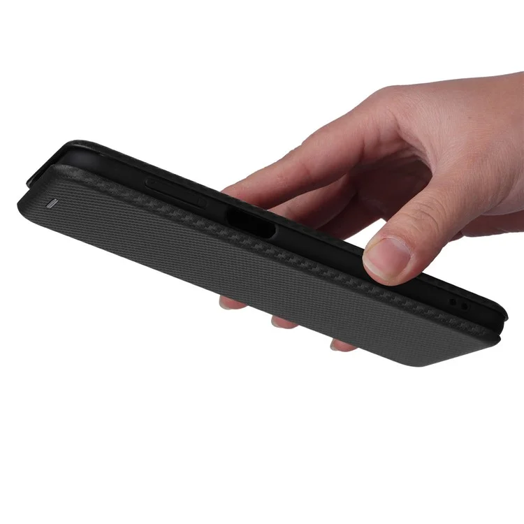 Für Samsung Galaxy A23 4G / 5G (globale Version) Carbon Fiber-Textur PU-Leder Flip-Tasche Kartenfach Magnetischer Absorption Komplett-Abdeckung - Schwarz