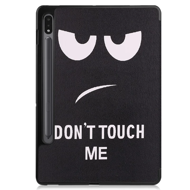 Pattern Printing Tablet Case for Samsung Galaxy Tab S8, PU Leather Tri-fold Stand Cover with Pencil Holder - Don't Touch Me