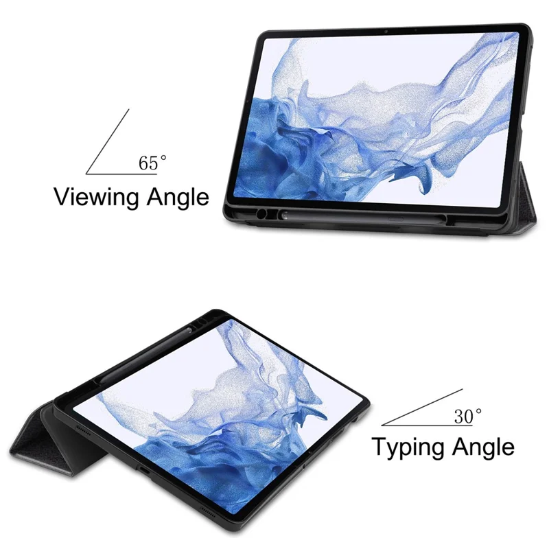 Pattern Printing Tablet Case for Samsung Galaxy Tab S8, PU Leather Tri-fold Stand Cover with Pencil Holder - Don't Touch Me