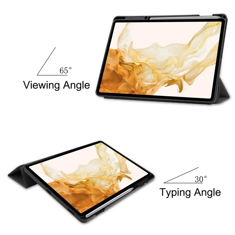 Pour Samsung Galaxy Tab S8+ Anti-rayures Antichoc TPU+PU Cuir Trifold Stand Auto Sleep/Wake Design Housse Tablette avec Support Crayon - Gris