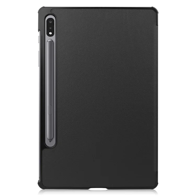 Para Samsung Galaxy Tab S8 Suspensión/Despertar Automático Cuero de PU Trifold Soporte Anti-Arañazos Cubierta Protectora con Soporte para Lápiz - Negro