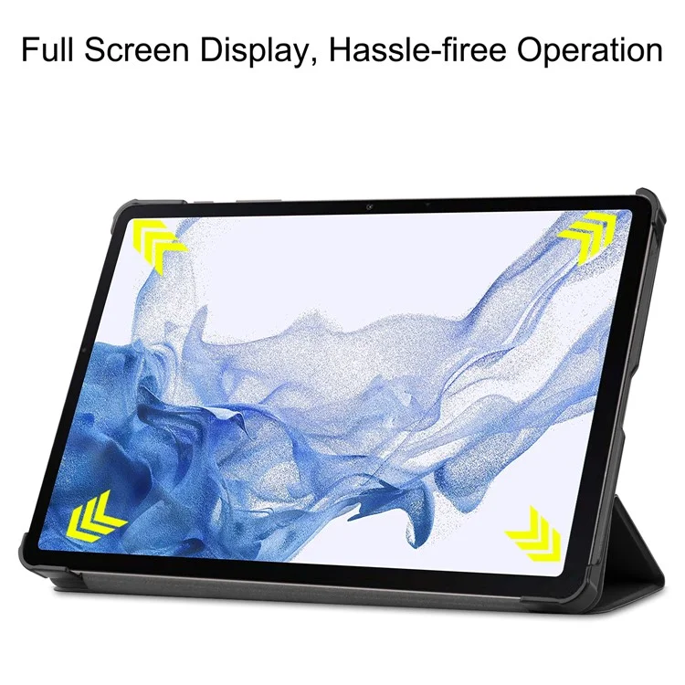 Para Samsung Galaxy Tab S8 Suspensión/Despertar Automático Cuero de PU Trifold Soporte Anti-Arañazos Cubierta Protectora con Soporte para Lápiz - Negro