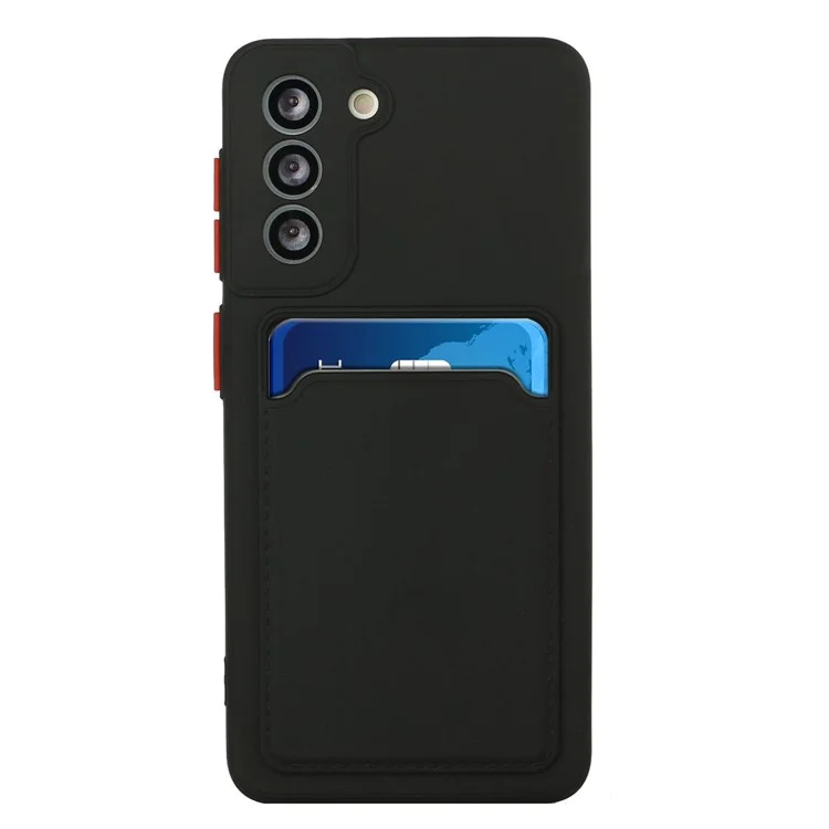 Card Slot Case for Samsung Galaxy S22 5G, Slim Fit Protective Soft TPU Shockproof Back Cover - Black