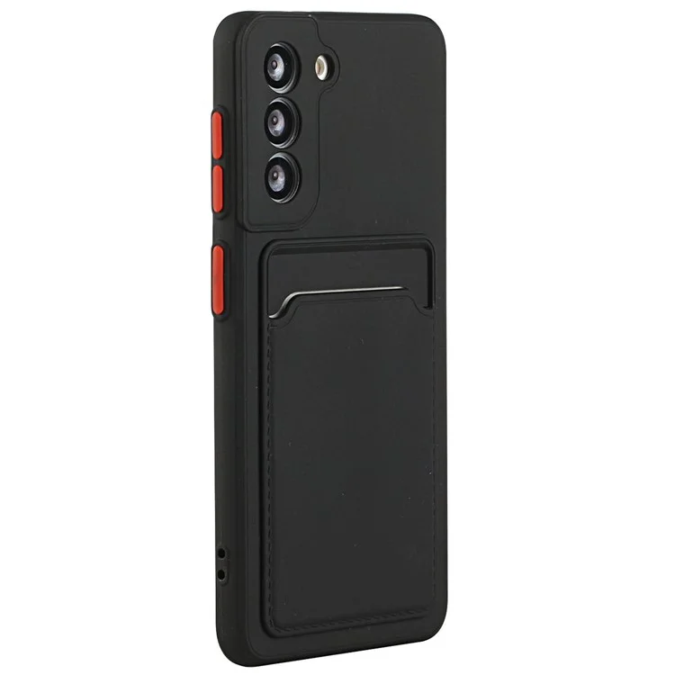 Card Slot Case for Samsung Galaxy S22 5G, Slim Fit Protective Soft TPU Shockproof Back Cover - Black