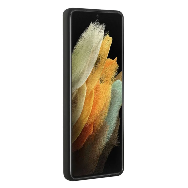 For Samsung Galaxy S22 Ultra 5G Soft TPU Anti-Scratch Camera Protection Cover with Card Holder - Black