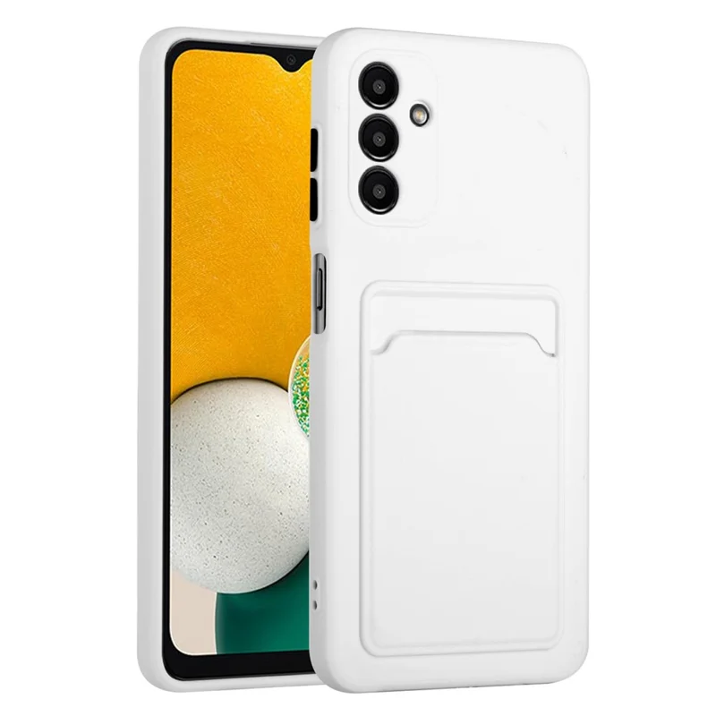 For Samsung Galaxy A13 5G / A04s 4G (164.7mm) Camera Lens Protection Shockproof TPU Non-Slip Phone Case with Card Holder - White