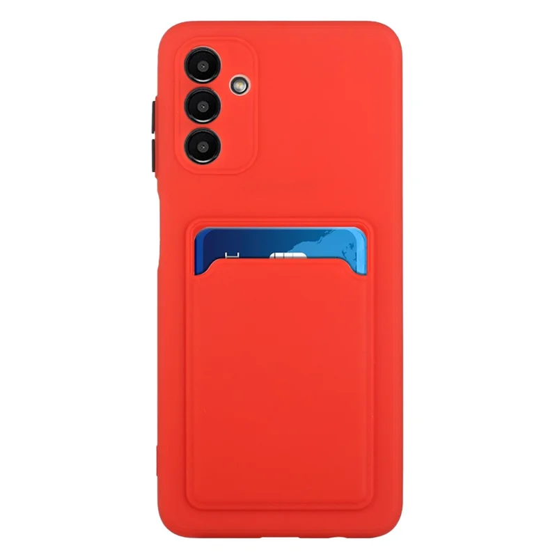 For Samsung Galaxy A13 5G / A04s 4G (164.7mm) Camera Lens Protection Shockproof TPU Non-Slip Phone Case with Card Holder - Red
