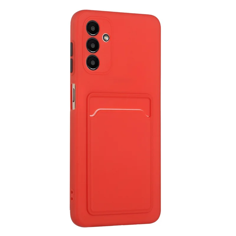 For Samsung Galaxy A13 5G / A04s 4G (164.7mm) Camera Lens Protection Shockproof TPU Non-Slip Phone Case with Card Holder - Red
