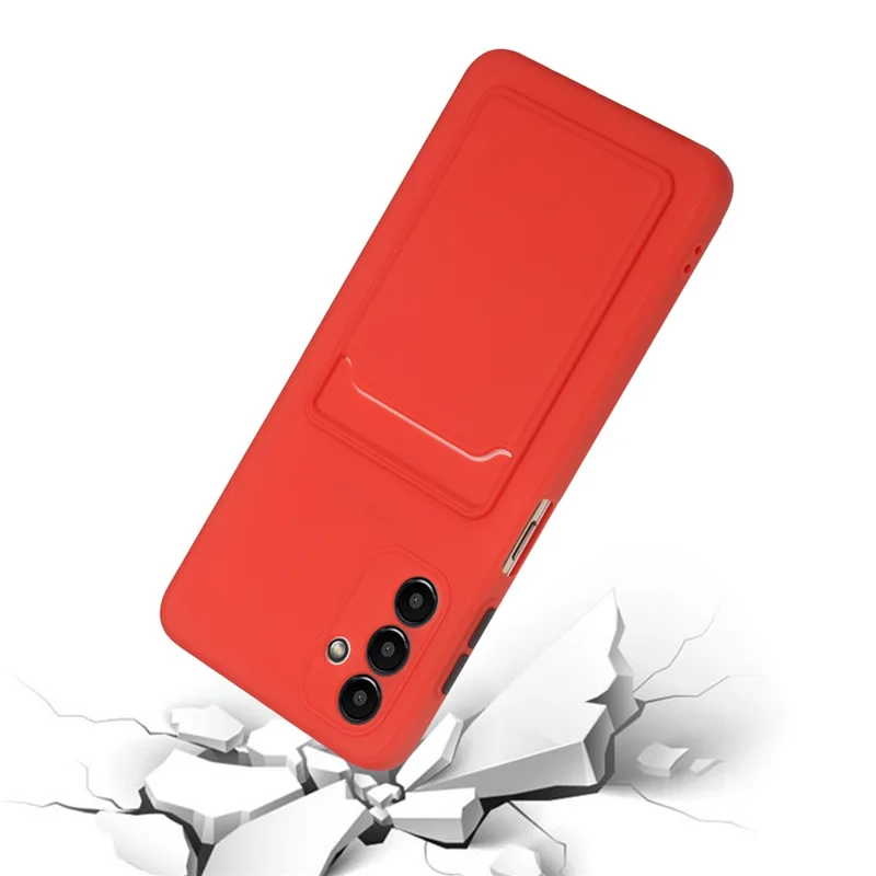 For Samsung Galaxy A13 5G / A04s 4G (164.7mm) Camera Lens Protection Shockproof TPU Non-Slip Phone Case with Card Holder - Red