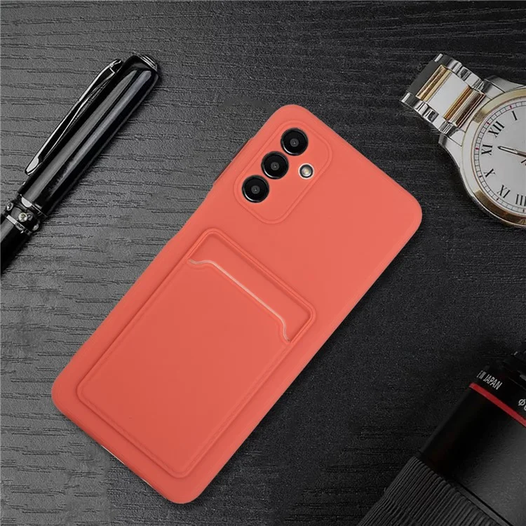 Pour Samsung Galaxy A13 5G Camera Lens Protection Protection TPU TPU TPU Non Glissé Téléphone Avec Support de Carte - Corail