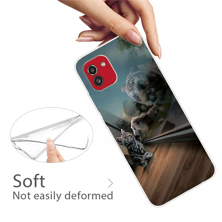 Pour Samsung Galaxy A03 (164,2 x 75,9 x 9,1 Mm) IMD Mot à Motif Sans Cracking Soft TPU Téléphone Cover Cover Cover - Chat et Tigre
