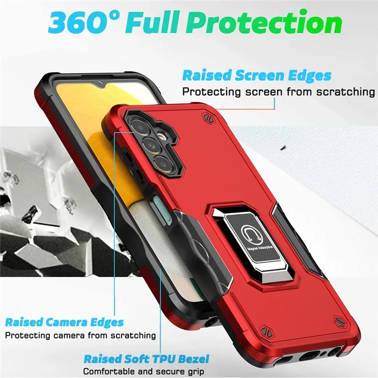 Pour Samsung Galaxy A13 5G Téléphone Double Couche Soft Soft Flexible TPU + Hard PC Anti-Slip Protective Couvercle Avec Kickstand Magnétique - Vert Clair