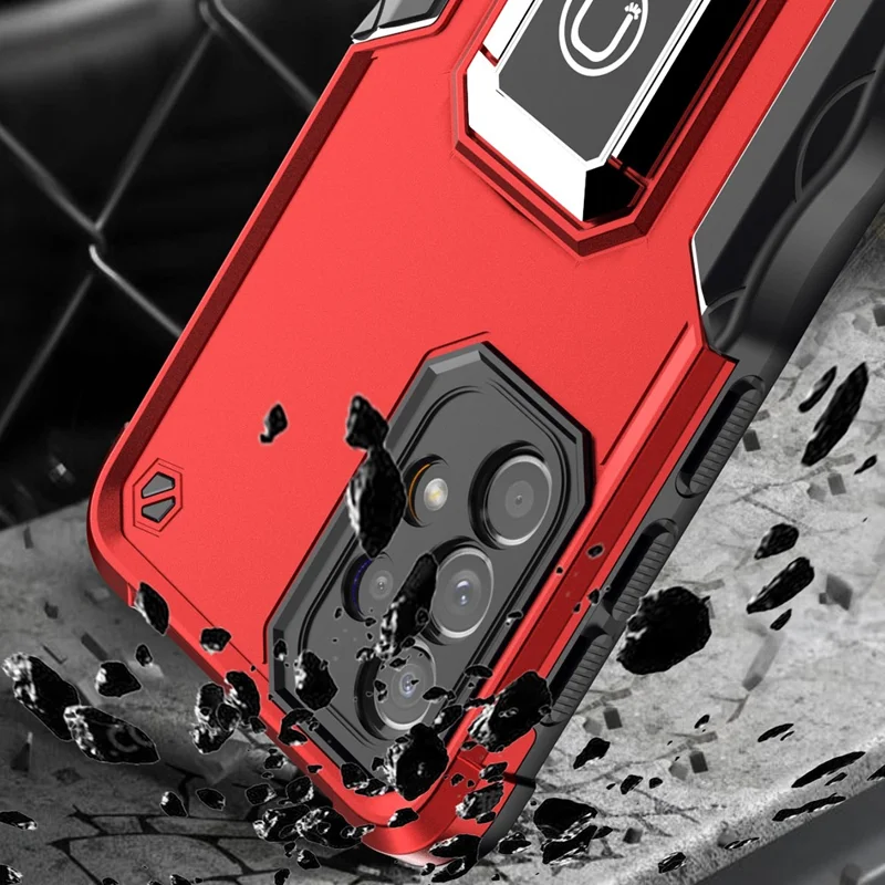 Case Híbrido de PC Hard TPU + Soft Para Samsung Galaxy A33 5G, Tapa Del Teléfono de Agarre Antideslizante de Anillo - Verde Claro