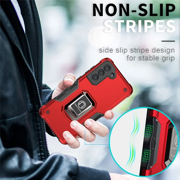 PC + TPU Caixa de Fundo PC + TPU Para Samsung Galaxy S21 fe 5G, Anti-slip Grip Drop Drowsistante Tampa - Luz Verde