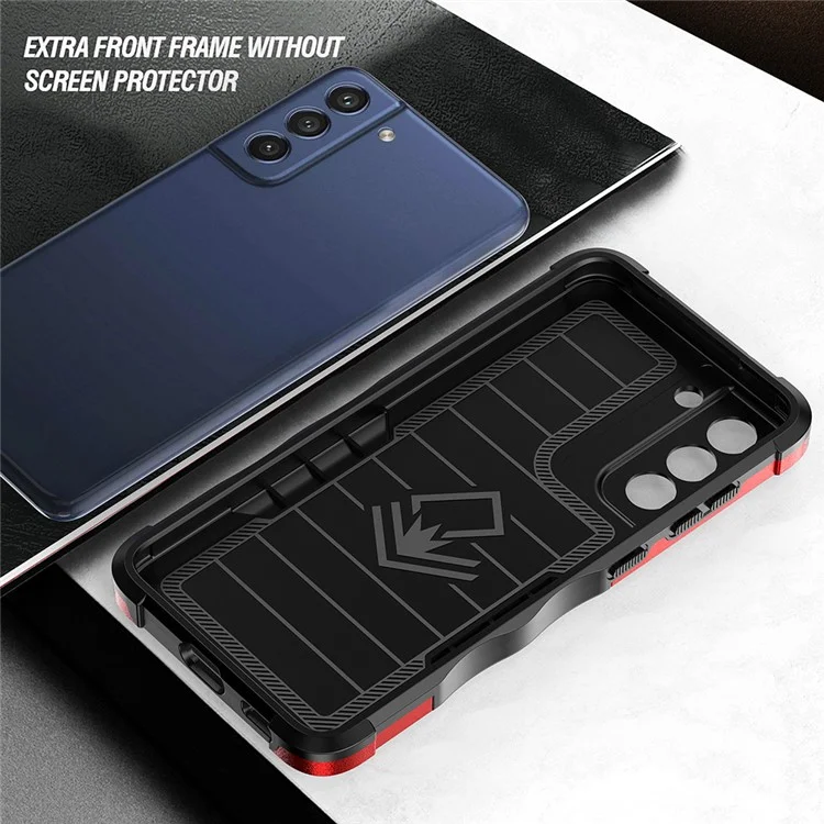 PC + TPU Caixa de Fundo PC + TPU Para Samsung Galaxy S21 fe 5G, Anti-slip Grip Drop Drowsistante Tampa - Luz Verde