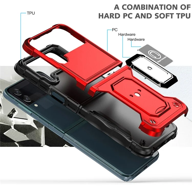 Para Samsung Galaxy Z Flip3 5G Topeador de Anillo PC PC Duro + TPU Soft TPU Caja de Teléfono Híbrido de Protección de Doble Capa - Verde Claro