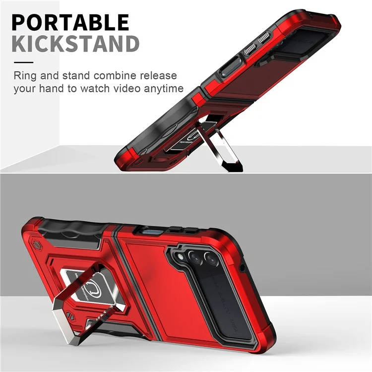 Para Samsung Galaxy Z Flip3 5G Topeador de Anillo PC PC Duro + TPU Soft TPU Caja de Teléfono Híbrido de Protección de Doble Capa - Verde Claro