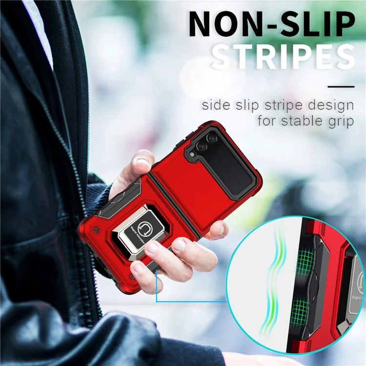 Para Samsung Galaxy Z Flip3 5G Topeador de Anillo PC PC Duro + TPU Soft TPU Caja de Teléfono Híbrido de Protección de Doble Capa - Verde Claro