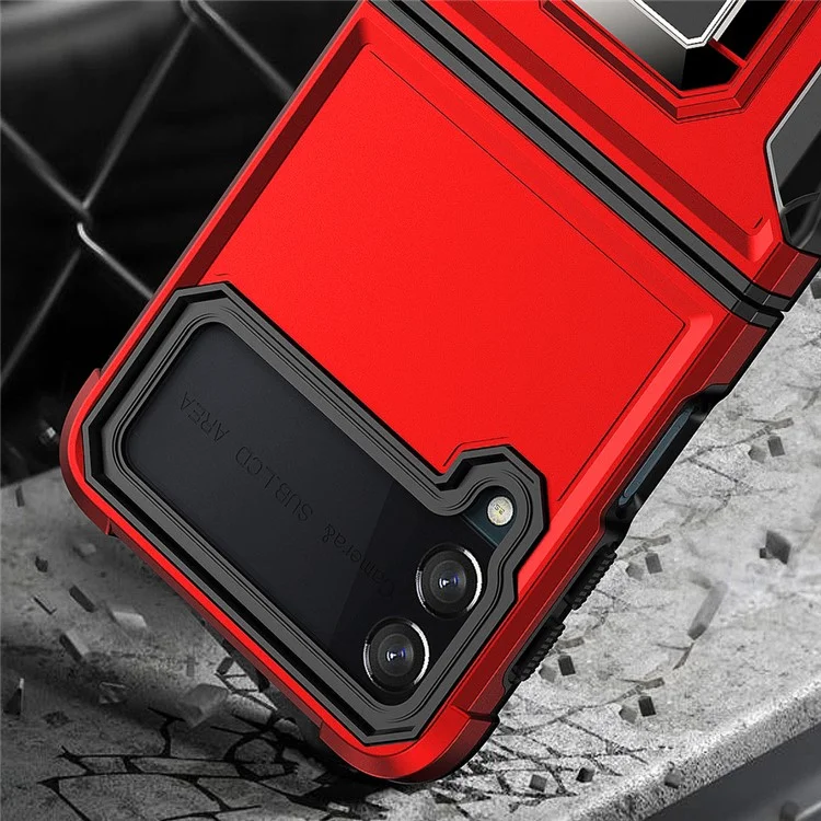 Para Samsung Galaxy Z Flip3 5G Topeador de Anillo PC PC Duro + TPU Soft TPU Caja de Teléfono Híbrido de Protección de Doble Capa - Verde Claro
