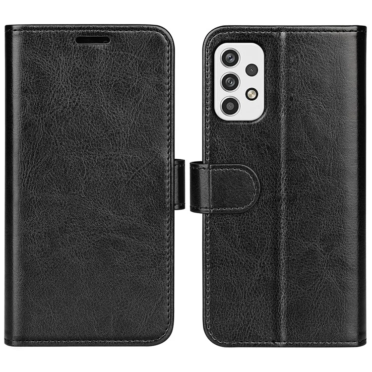 Für Samsung Galaxy A23 4G / 5G (Globale Version) Crazy Horse Texture Folio Flip Ledercover Brieftasche Stand Handyhülle - Schwarz