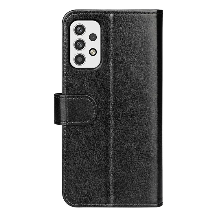 Für Samsung Galaxy A23 4G / 5G (Globale Version) Crazy Horse Texture Folio Flip Ledercover Brieftasche Stand Handyhülle - Schwarz