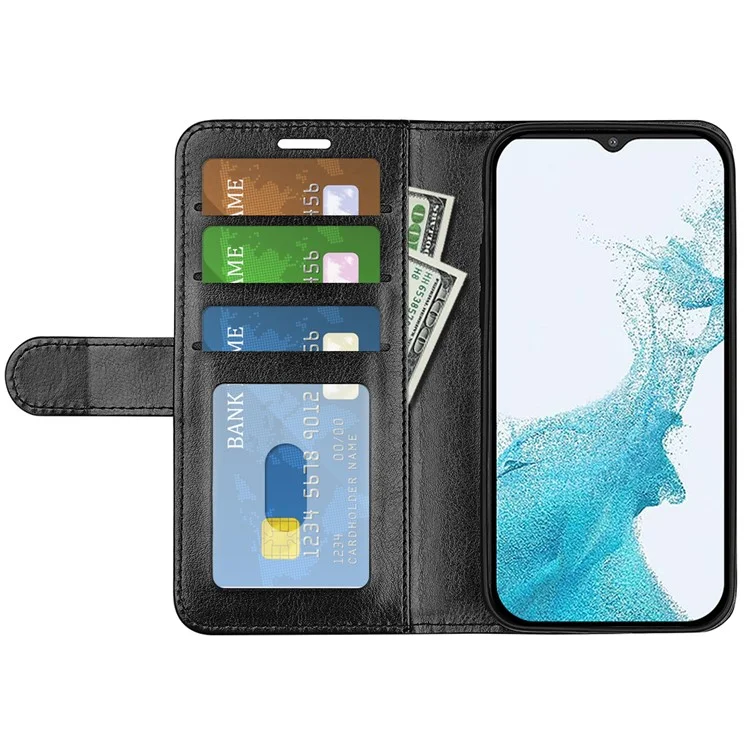 Für Samsung Galaxy A23 4G / 5G (Globale Version) Crazy Horse Texture Folio Flip Ledercover Brieftasche Stand Handyhülle - Schwarz