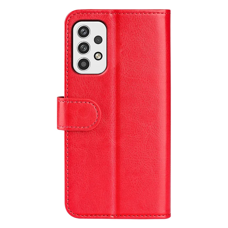 For Samsung Galaxy A23 4G / 5G (Global Version) Crazy Horse Texture Folio Flip Leather Cover Wallet Stand Phone Case - Red
