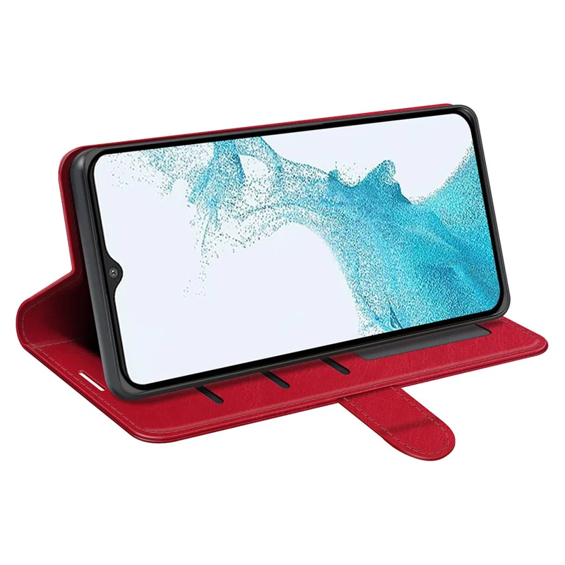 For Samsung Galaxy A23 4G / 5G (Global Version) Crazy Horse Texture Folio Flip Leather Cover Wallet Stand Phone Case - Red