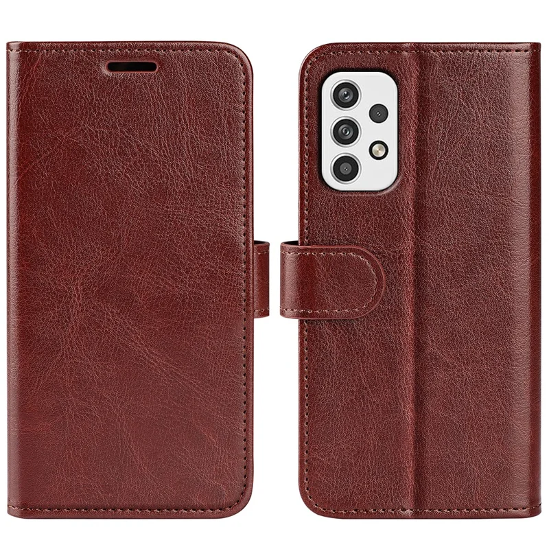 For Samsung Galaxy A23 4G / 5G (Global Version) Crazy Horse Texture Folio Flip Leather Cover Wallet Stand Phone Case - Brown