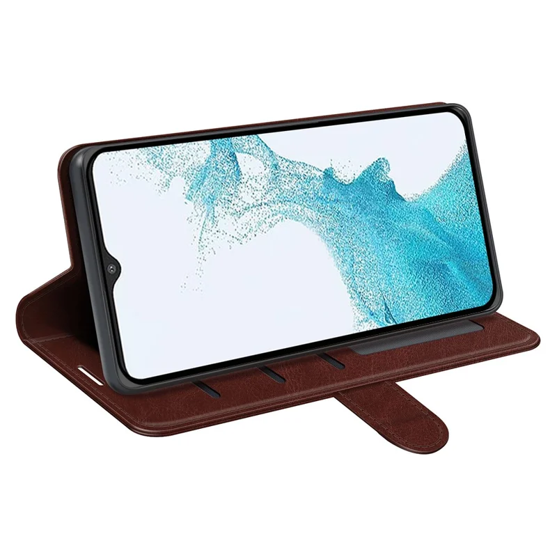 For Samsung Galaxy A23 4G / 5G (Global Version) Crazy Horse Texture Folio Flip Leather Cover Wallet Stand Phone Case - Brown