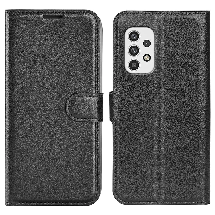 Pour Samsung Galaxy A23 4G / 5G (Version mondiale) Étui en cuir PU + TPU Texture Litchi Protection complète Portefeuille Étui de téléphone - Noir