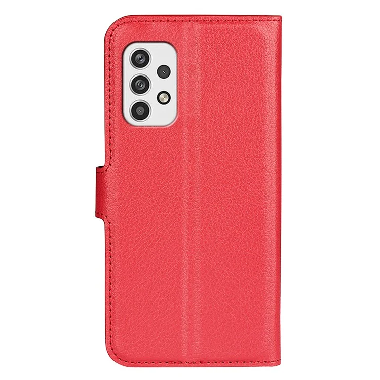 For Samsung Galaxy A23 4G / 5G (Global Version) PU Leather + TPU Leather Case Litchi Texture Full Protection Stand Wallet Phone Cover - Red