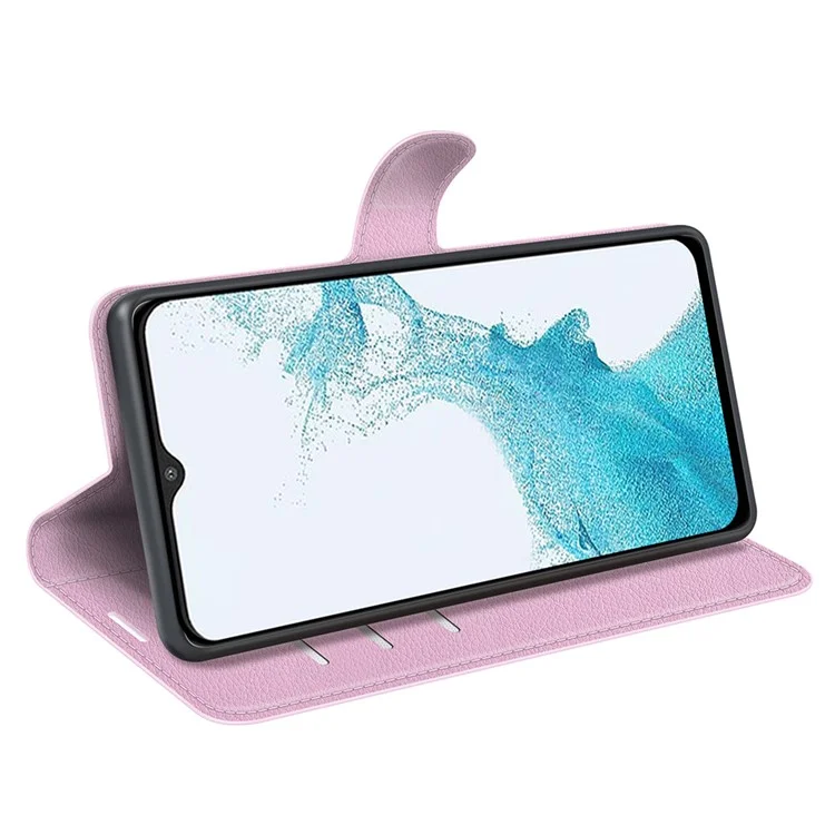 Para Samsung Galaxy A23 4G / 5G (Versión Global) Funda de Cuero PU + Cuero TPU Textura de Litchi Protección Completa Cartera de Pie Funda de Teléfono - Rosa