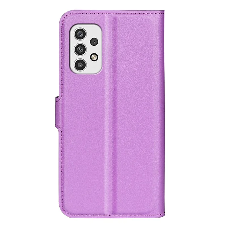 For Samsung Galaxy A23 4G / 5G (Global Version) PU Leather + TPU Leather Case Litchi Texture Full Protection Stand Wallet Phone Cover - Purple