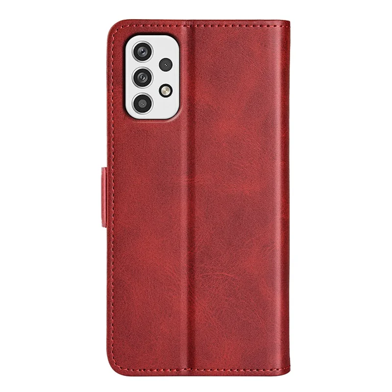 For Samsung Galaxy A23 4G / 5G (Global Version) Textured PU Leather Phone Case Foldable Stand Wallet Function Shockproof Phone Cover - Red