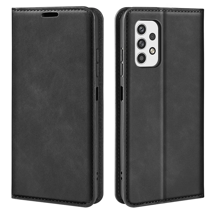 Para Samsung Galaxy A23 4G / 5G (Versão Global) Fecho Magnético Automático Pele PU Toque de Pele Carteira de Pé do Telefone - Preto