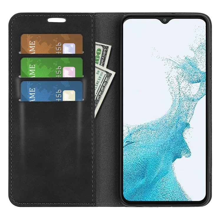 Para Samsung Galaxy A23 4G / 5G (Versão Global) Fecho Magnético Automático Pele PU Toque de Pele Carteira de Pé do Telefone - Preto