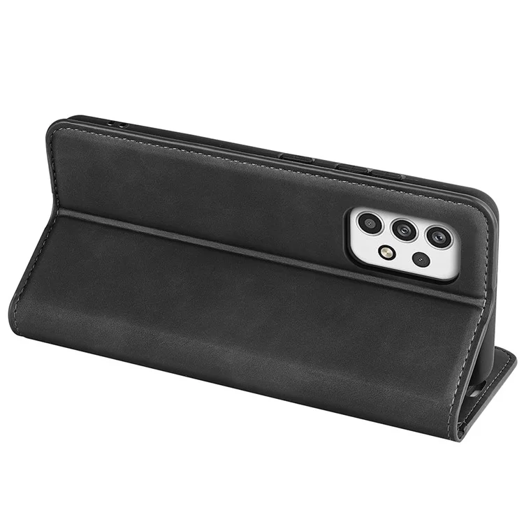Para Samsung Galaxy A23 4G / 5G (Versão Global) Fecho Magnético Automático Pele PU Toque de Pele Carteira de Pé do Telefone - Preto