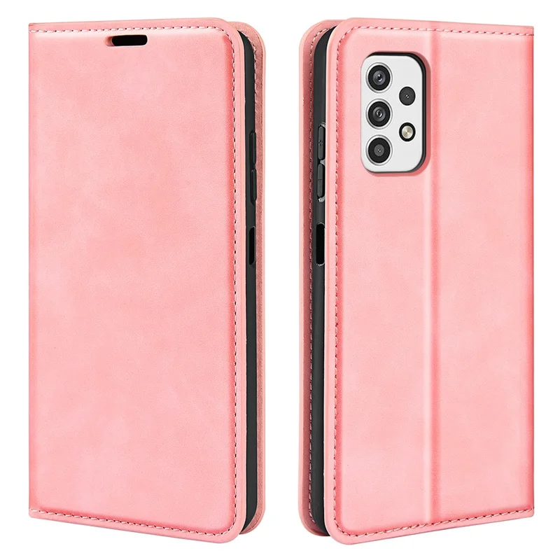 For Samsung Galaxy A23 4G / 5G (Global Version) Magnetic Auto Closing Skin-touch PU Leather Stand Wallet Phone Case - Pink
