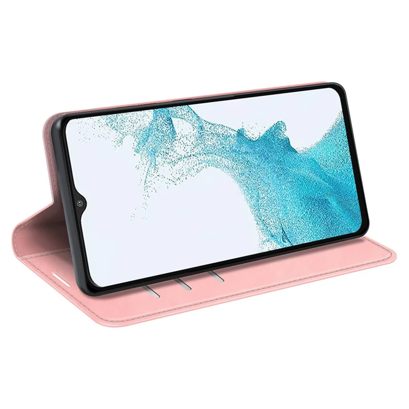 For Samsung Galaxy A23 4G / 5G (Global Version) Magnetic Auto Closing Skin-touch PU Leather Stand Wallet Phone Case - Pink