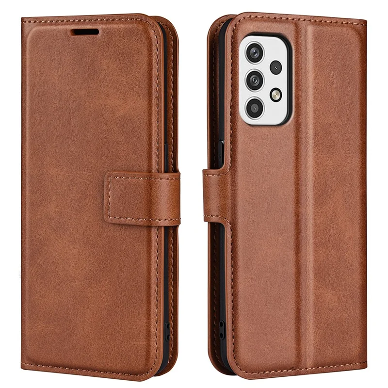 Funda de cuero sintético texturizado resistente a arañazos con billetera y soporte ajustable, para Samsung Galaxy A23 4G/5G (versión global), cubierta abatible - Marrón claro