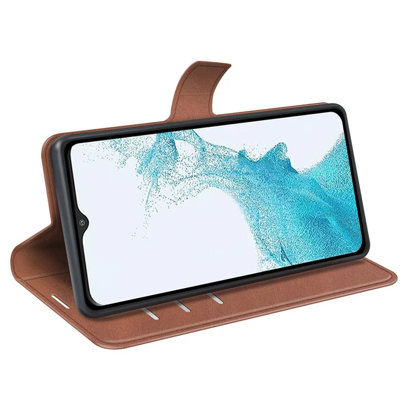 Funda de cuero sintético texturizado resistente a arañazos con billetera y soporte ajustable, para Samsung Galaxy A23 4G/5G (versión global), cubierta abatible - Marrón claro